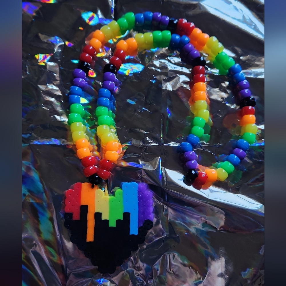Rainbow Heart Drip Necklace
